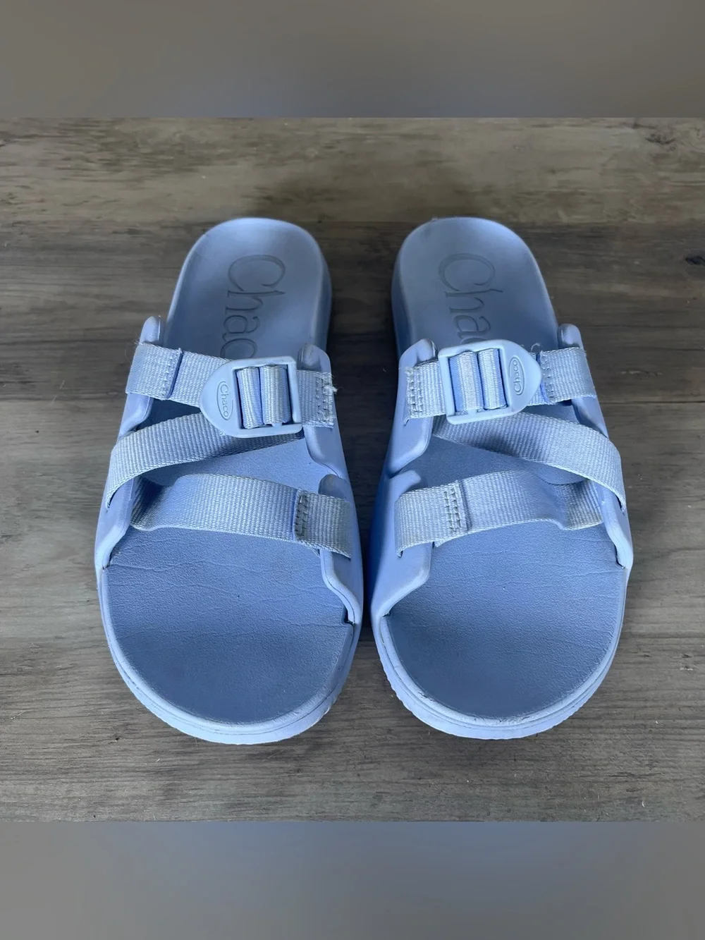 Chaco Chillos Slides Junior 6 Periwinkle Light Blue Slides Slip On Sandals Beach